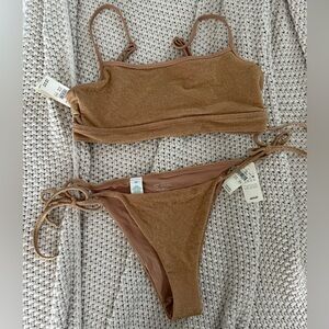 Aerie Gold Shimmer Bikini Set